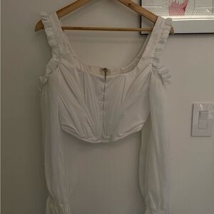 House of CB White Ruffled Blouse